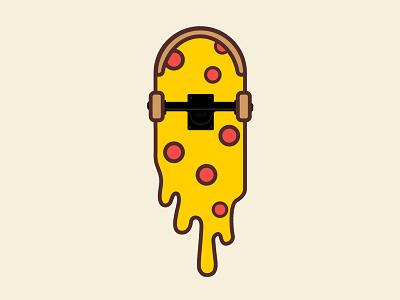 Skate Pizza cheese design drawing graphic graphic design icon illustration live design melting pizza skateboard