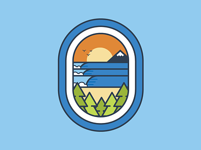 Rise Up badge design explore graphic graphic design icon illustration logo mountains nature northwest surfing