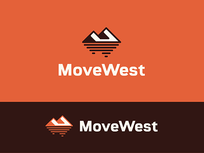 MoveWest apparel branding brown graphic design identity illustration logo mountains mw logo orange outdoor