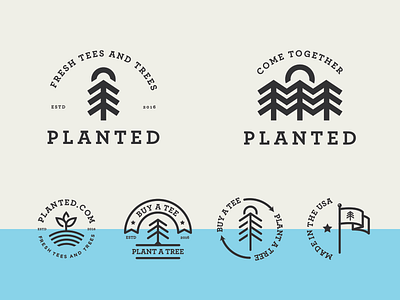 Planted badges custom type design graphic design icon illustration logo planted trees tshirt typography vector