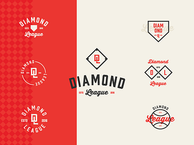 Diamond League badges baseball brand graphic design logos typography