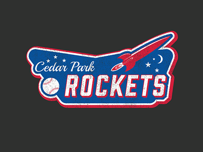 Rockets badge bambino baseball cedar park custom typography rockets sports texas vintage
