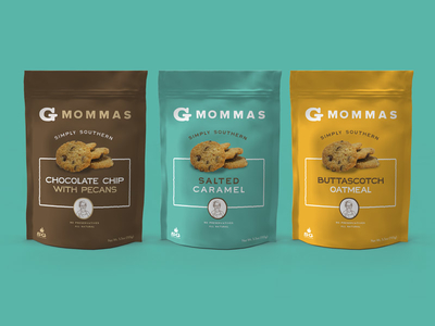 G Mommas packaging variation austin chocolate chip committee cookies food gmommas jay master design packaging southern