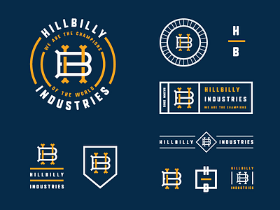 Hillbilly Industries badge branding clothing custom type design hillbilly icon illustration print product t shirt typography