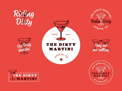 The Dirty Martini apparel badges bar brand branding identity logo martini package package design packaging