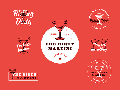 The Dirty Martini apparel badges bar brand branding identity logo martini package package design packaging