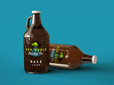 New World - Growler austin beer beer branding branding brewery craft graphic design identity logo packaging ufo