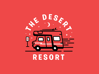 Desert Resort badges branding desert icon identity illustration logo package packaging rv typography ui