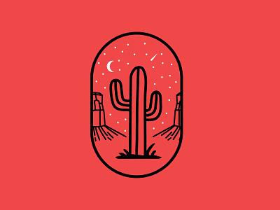 Cactus badge branding cactus icon identity illustration jay master design logo moon packaging typography