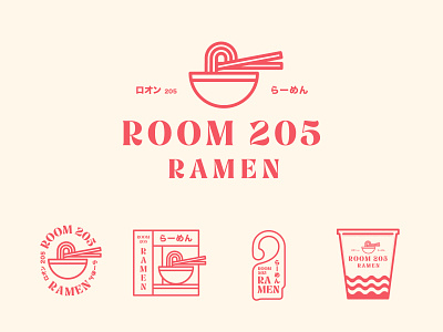 Room 205 Ramen badges branding illustration japan jay master design logo package packaging packging ramen typography