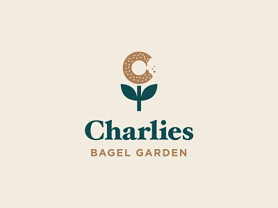 Charlies Bagels badges bagel branding coffee flower graphic design identity logo packaging restaurant typography