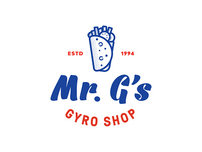Mr. G's Gyro Shop apparel badges branding food gyro icon identity illustration jay master design logo mark packaging pita restaurant restaurant branding restaurant logo smile typography