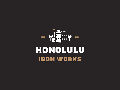 Honolulu Iron Works badges branding building design hawaii honolulu house identity illustration iron iron works logo package packaging palmtree print typography works