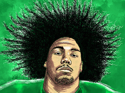 "Can't Tame The Mane" caricature football illustration jets sports sports art