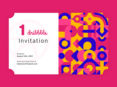 Dribbble Invite ball coupon draft dribbble dribbble invitation dribbble invite dribbblers geometric giveaway illustration invitation join join dribbble pink ticket