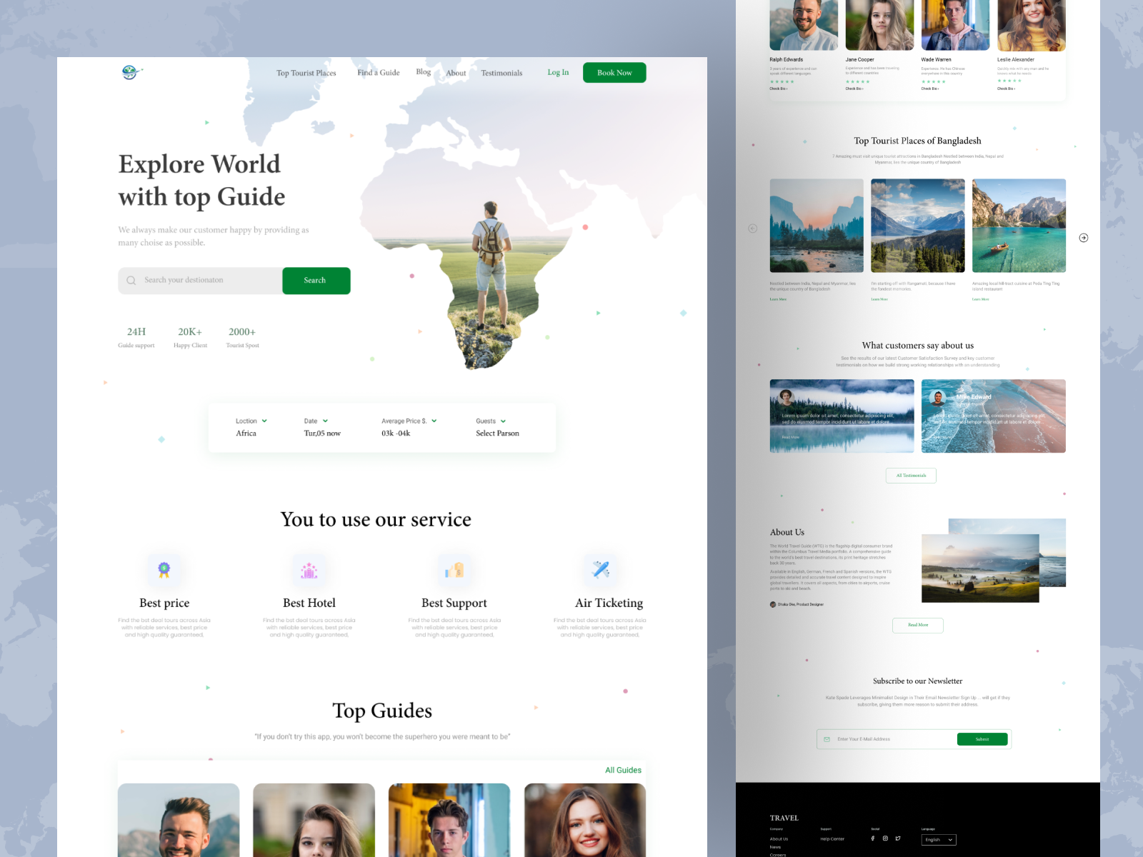 Travel Guide Landing Page by Saiful Islam Rahad on Dribbble