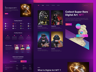 NFT Marketplace Landing page art crypto design homepage landing page market place nft nft landing page nft market place nft marketplace nfts ui uiux ux web design website