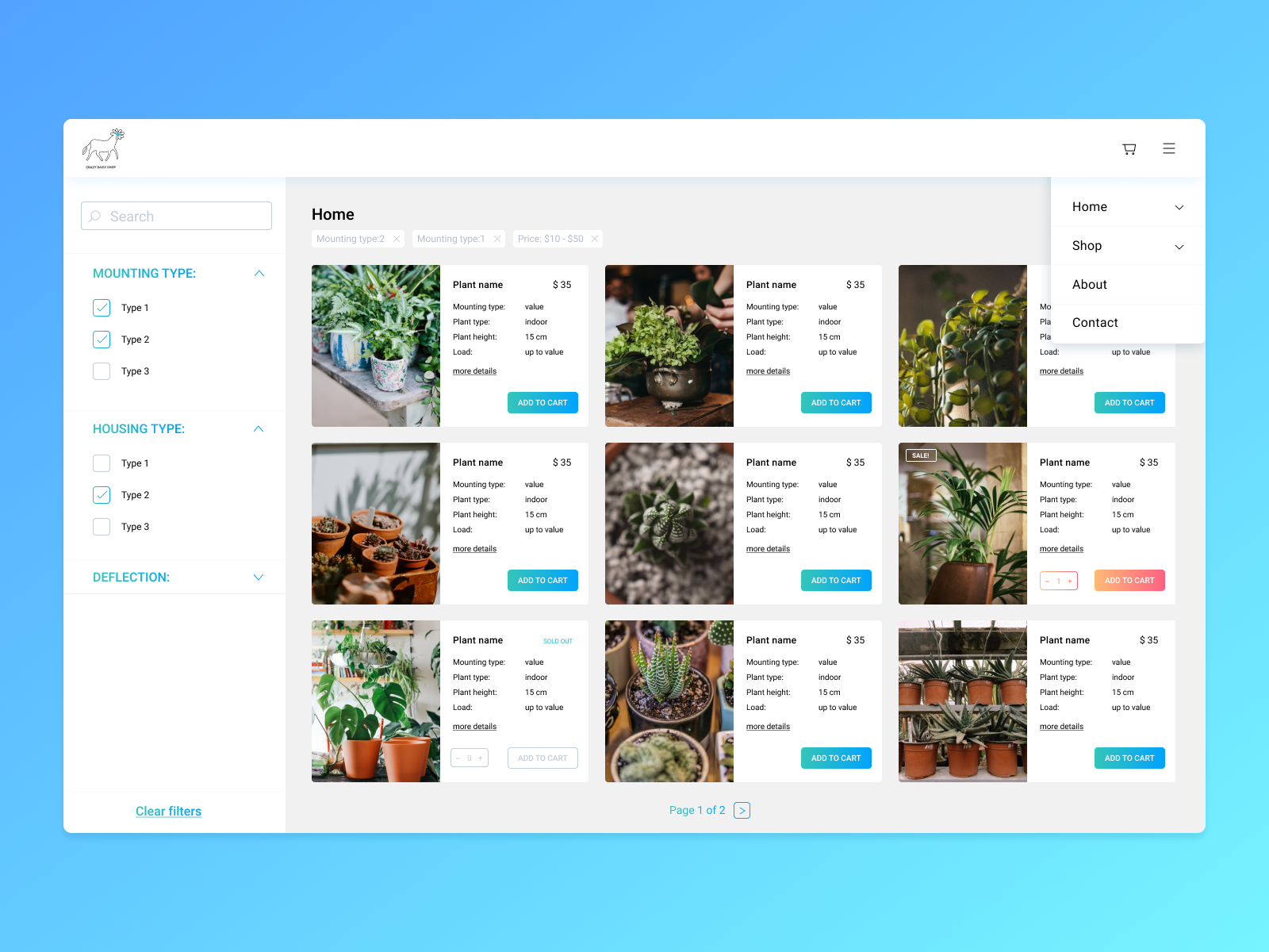 Crazy Daisy plant shop by Christina Godovanych on Dribbble