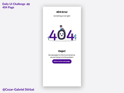 #DailyUI Challenge #8 404 Page app daily 100 challenge dailyui dailyuichallenge mobile app design mobile ui uidesign ux ui design ux ui designer uxdesign uxui uxuidesigner