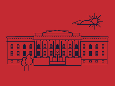 Red University Building illustration illustrator kiev line vector