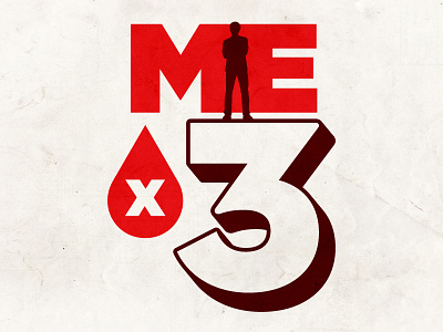 Me x 3 3 blood blood donation drop logo three