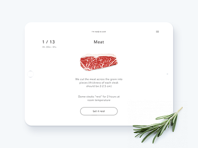 I, Steak (iPad Cooking 1) design ios ipad iphone meat mobile recipe space steak ui ux white