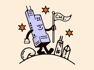 inktober 05 ✿ rise building cartoon character chicago high rise icon illustration inktober retro rise sears tower skyscraper vintage vintage character willis tower