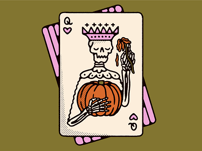 quuen king skeleton card