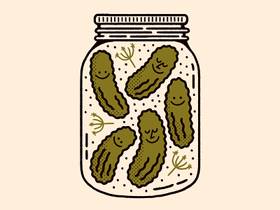 inktober 17 ✿ jar ball jar cartoon character icon illustration inktober jar pickle pickles retro vintage