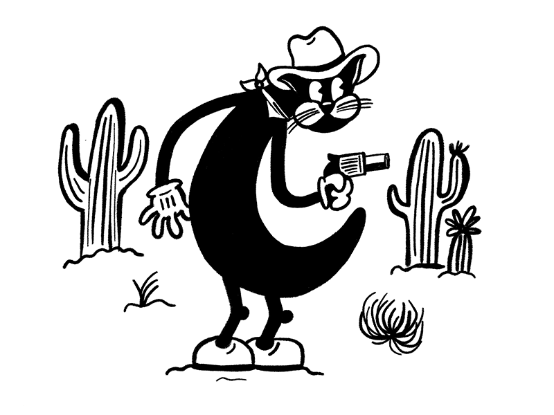 36 Days of Type - C cactus cowboy cat thirties 30s cartoon character cartoon retro c letter 36 days of type