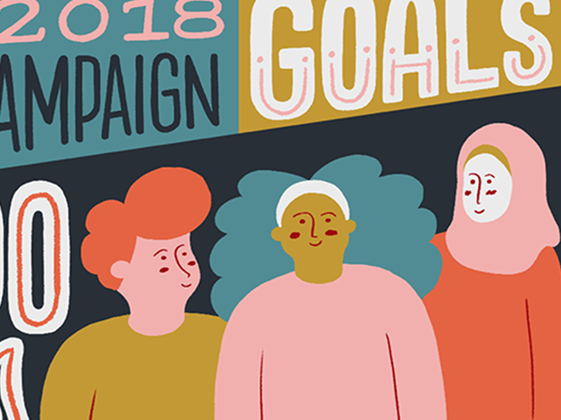 Year End Campaign hand lettering christmas mid century modern illustration