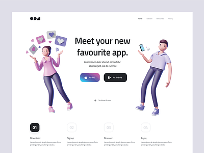 Mobile App Landing Page Design 3d 3d elements 3d illustration figma graphic design illustration landing page landing page design mobile app ui ui elements website website design