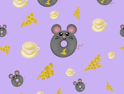 Donuts Mouse animals cute digital painting digitalart digitalpaint digitalpaiting illustration kawaii kids mouse procreate
