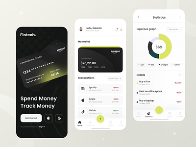 Fintech Mobile App app app design banking app financial app fintech mobile mobile ui modern money management savings tarack money transfer money ui ux