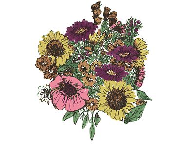 Vector Flowers altitude boquet campaign capital color daisy drawing flowers growing leaves plants sunflower vector wildflower zinnia