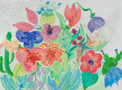 Watercolor Doodle colorado design doodle floral floral pattern flowers gunnison helen dardik illustration paint pattern watercolor