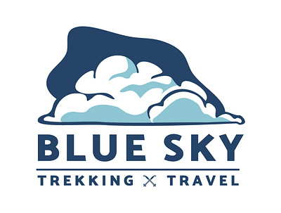 Blue Sky Trekking Logo adventure blue cloud colorado design europe eurpoa france gunnison hiking illustration logo pyrenees sky spain switzerland tmb tour du mont blanc travel trekking