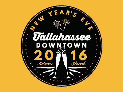 Tallahassee New Year's Eve 2016 2016 adams branding champagne design downtown fireworks florida illustration logo street tallahassee typography vector