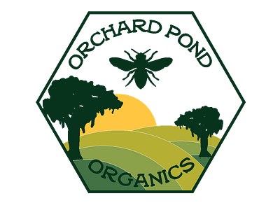 Orchard Pond Organics Logo bee farm florida hexagon hive illustration liveoak logo oak orchard organic organic logo organics pond sunrise tallahassee vector