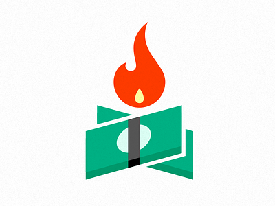 Money on Fire burn cash fire flame icon logo money stack