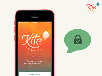 Kite Messenger (iOS Secure Chat App) app chat design fun ios security watercolor