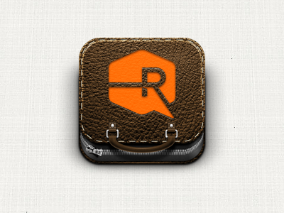 Portfolio iOS icon: Brown Leather briefcase handle ios leather logo portfolio zipper