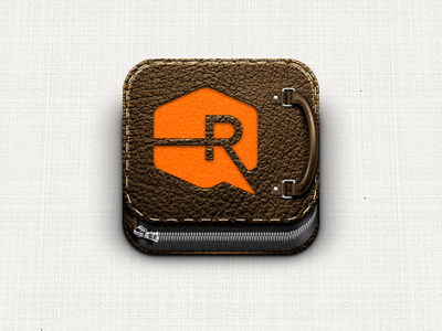 Portfolio iOS icon: Handle Swap brown leather portfolio zipper
