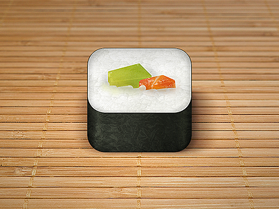 Sushi Roll iOS App Icon avocado fish rice roll seaweed sushi wasabi yuck