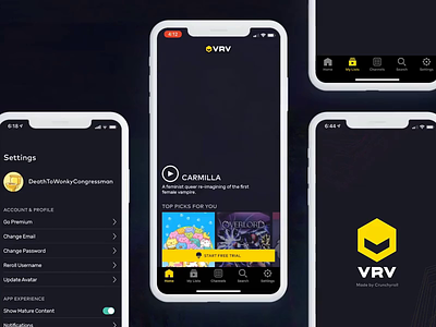 VRV for iPhone mobile mobile app product design ui ux design video app
