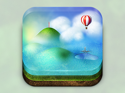 Clouds App WIP 1 air app apple balloon city cloud dirt icon ios lake land