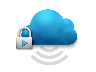 Secure Cloud brushed channel cloud connect download fluffy lock metal security signal stream