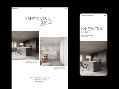 Kanstantin Remez - Website NO.3 architecture black branding clean flat grid interrior layout minimal photography typography ui ux visual design web website white