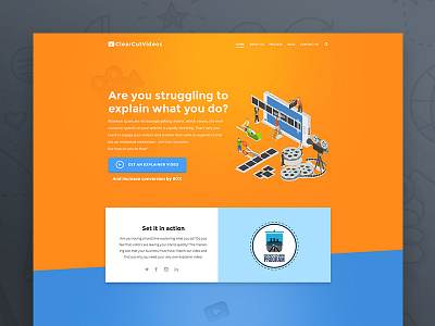 ClearCutVideos website animation blue explainer graphic orange video web white