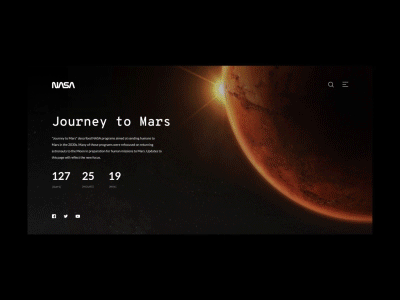 Journey To Mars animation concept desktop interaction motion nasa page prototype selection space transition website